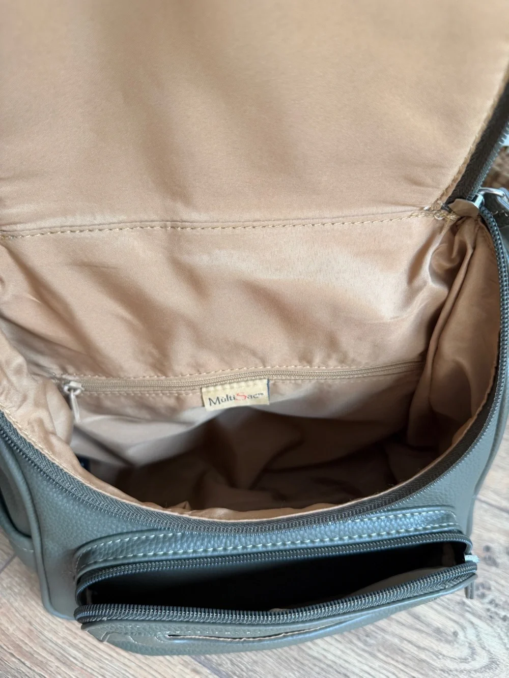 MultiSac Olive Green Pebbled VL Backpack Purse Travel Bag – Graduation Gift - Picture 5 of 11